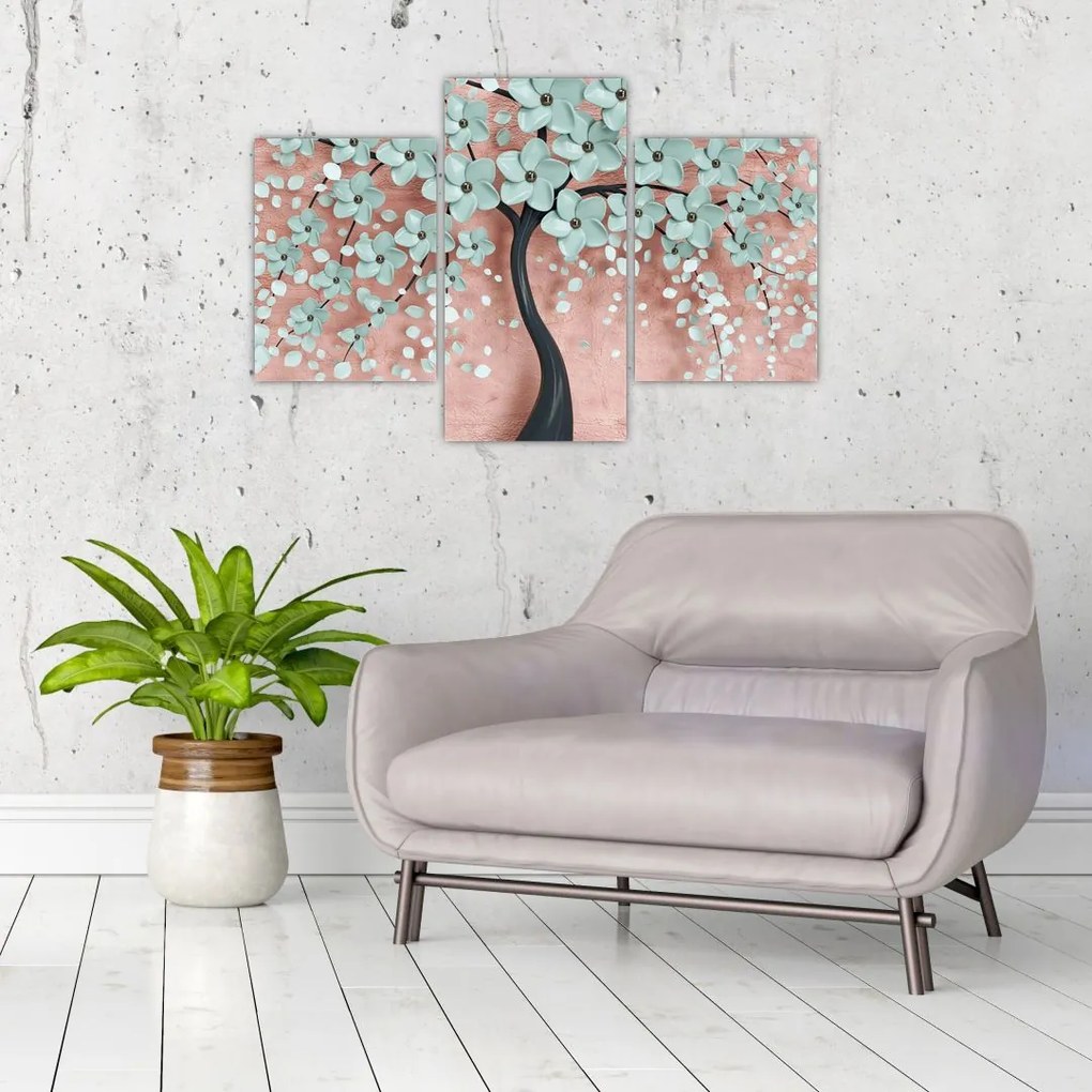 Tablou - Flori albastre în pastel (90x60 cm)