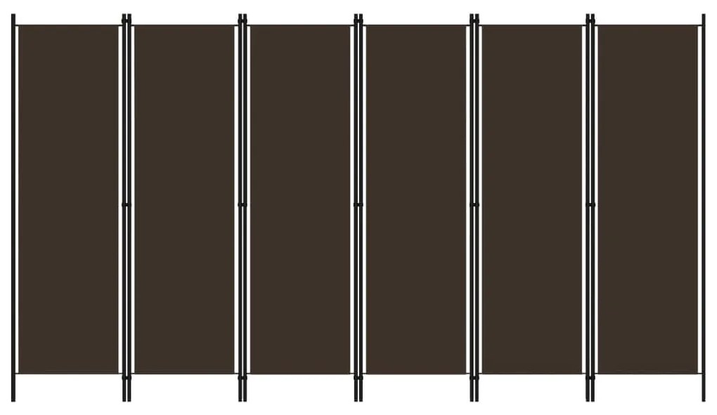 320728 vidaXL Paravan de cameră cu 6 panouri, maro, 300 x 180 cm