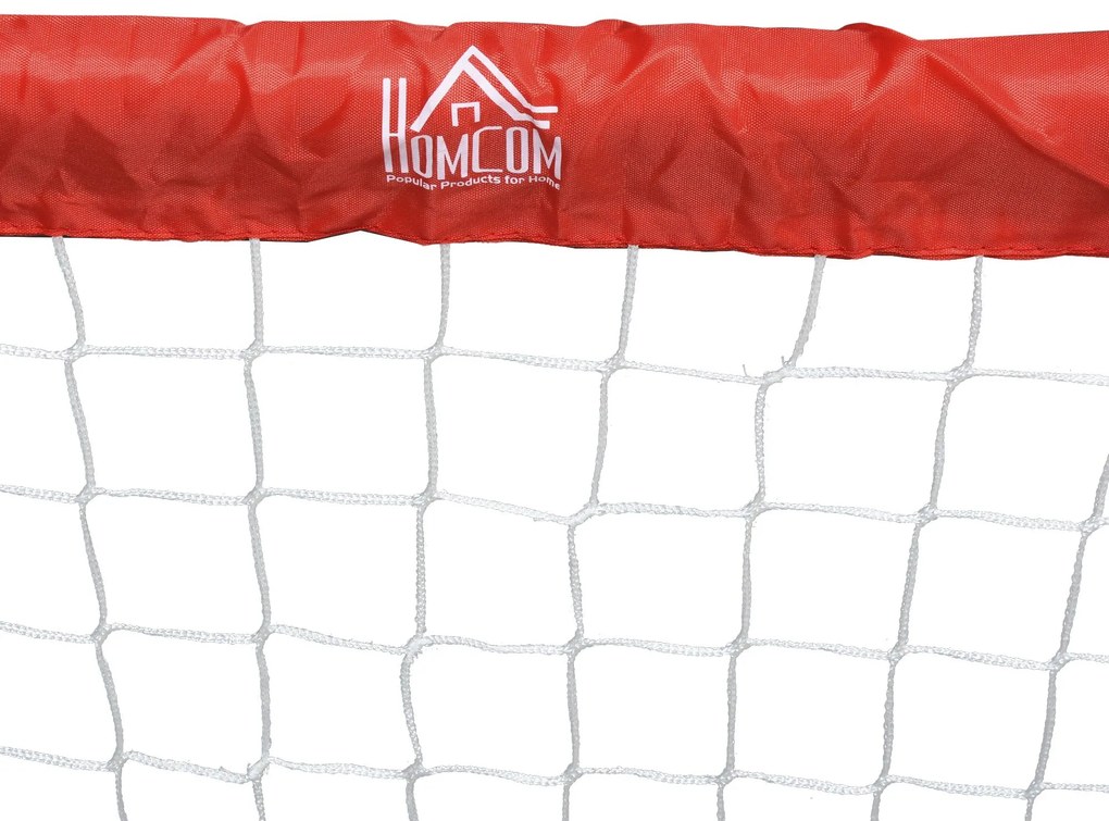 HOMCOM Set 2 Porți de Fotbal Pliabile pentru Exterior cu 4 Țăruși, Plasă de Fotbal din Metal și Tetrolon, 90x36x60 cm, Roșu | Aosom Romania