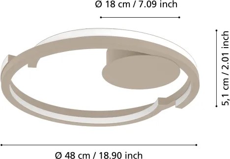 Plafonieră Eglo MEZZOMONTE 901823-LED, 2x LED/20 W/230 V, Ø 48 cm, bej+telecomandă