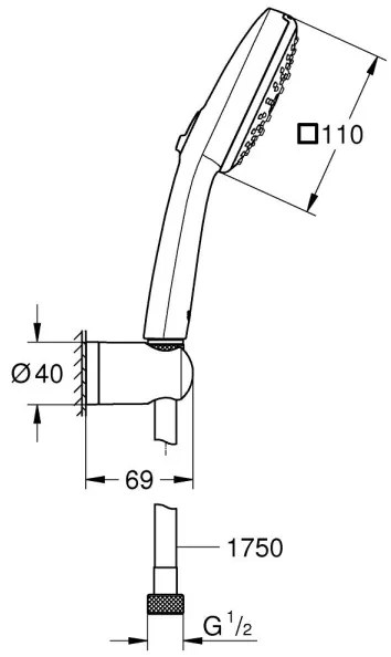 GROHE 26176001 - Set de duș VITALIO COMFORT 110, 110 mm, crom lucios