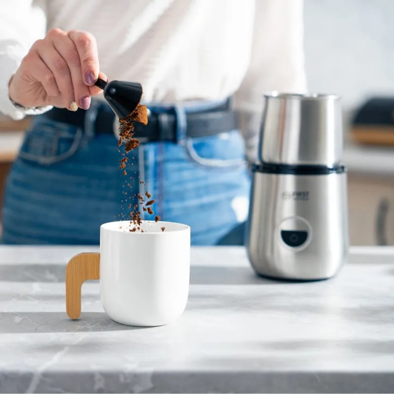 La mâna a doua: Rasnita de cafea cu aparat de spumat lapte First Austria FA-5486-1, 200 W, 70 g, 2 viteze, 2 lame, Inox