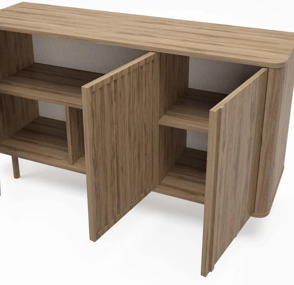 Comodă în culoare naturală cu aspect de lemn de stejar 138x80x40 cm Salma – Marckeric