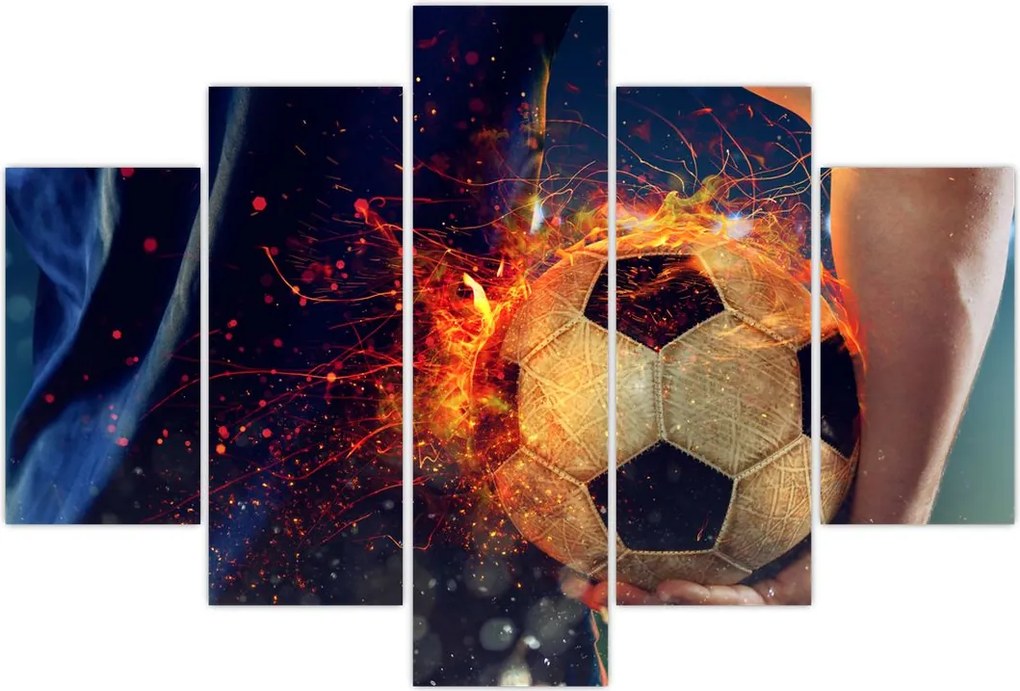 Tablou - Minge de fotbal în flăcări (150x105 cm)