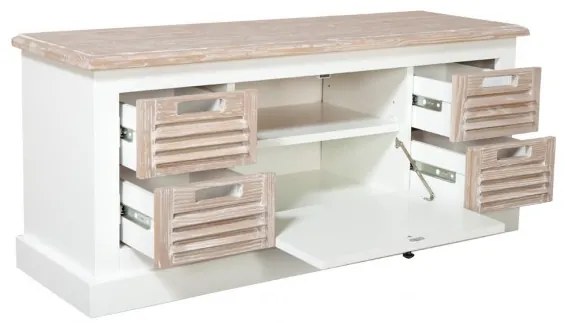 Pantofar Cu 1 Usa Si 4 Sertare Cortina Alb Si Natur, 113 Cm