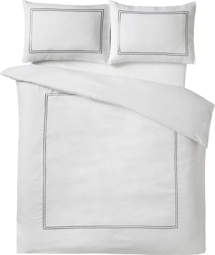 Lenjerie de pat albă din satin pentru pat de o persoană 135x200 cm So Soft Mono Satin Stitch – Catherine Lansfield