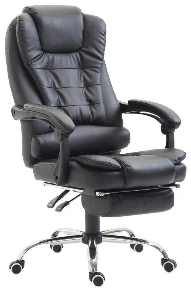 Scaun directorial, piele ecologică, suport picioare, reglabil, SIB 2270, Negru,