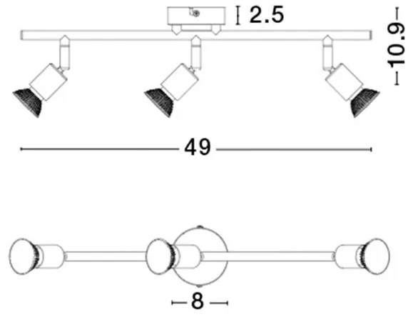 Plafoniera moderna cu spoturi Base alba 3L NVL-661003