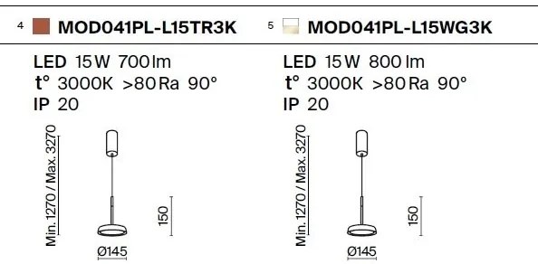 Pendul LED design modern El 14,5cm teracota