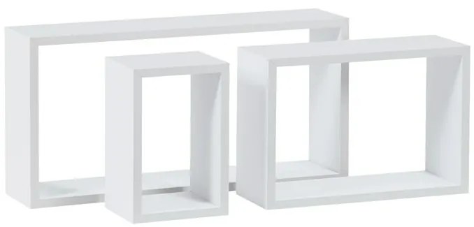 Set etajere de perete P-009, alb mat, 3 buc.
