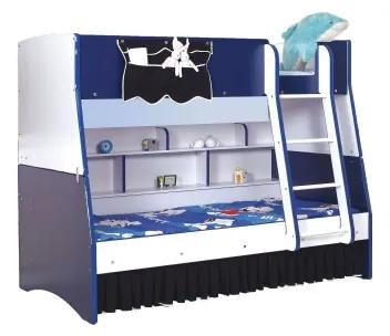 Patut camera de copii , pat supraetajat MDF 90x190 cm model marinar