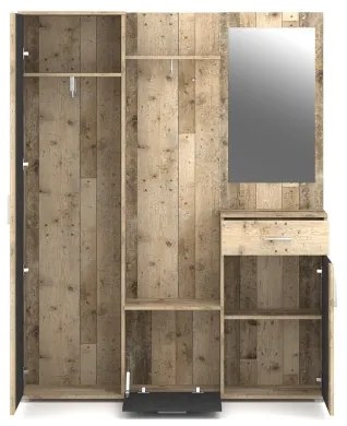 Mobilier pentru hol cu oglindă NOLAN, maro/grafit