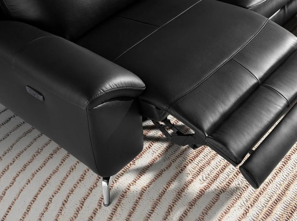 Canapea 3 locuri eleganta, design LUX cu functia relax Cowhide black