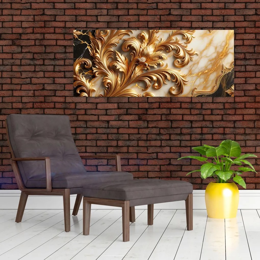 Tablou - Marmură cu auriu (120x50 cm)