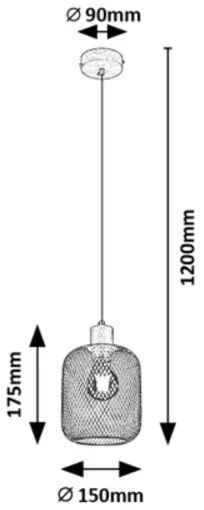 Lustră pe cablu GRENDEL 1xE27/60W/230V Rabalux 3131