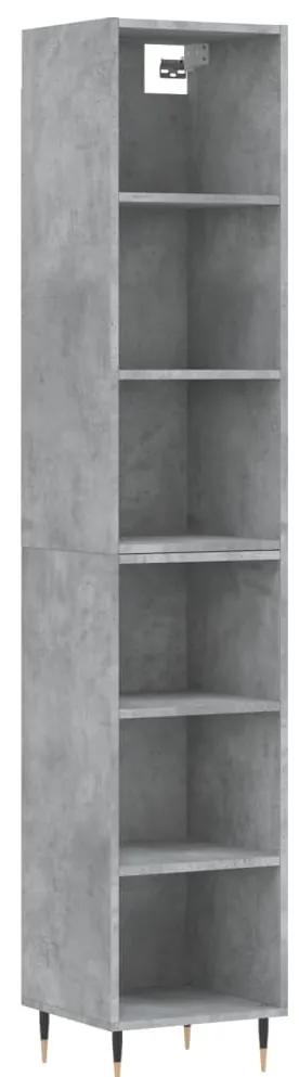 3189809 vidaXL Dulap înalt, gri beton, 34,5x32,5x180 cm, lemn prelucrat