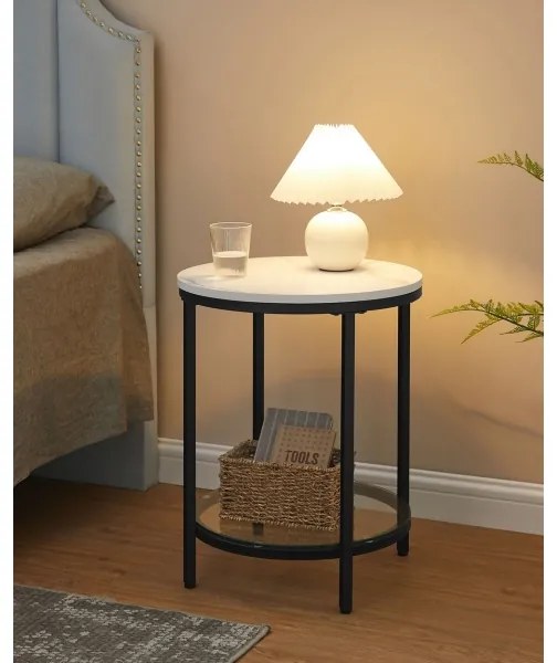 Măsuță laterală SID, neagră/albă