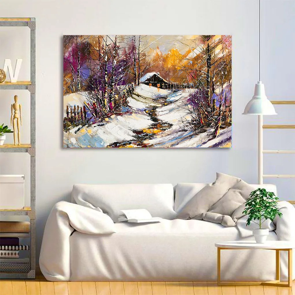 Tablou Canvas - Iarna pe ulita 40 x 65 cm