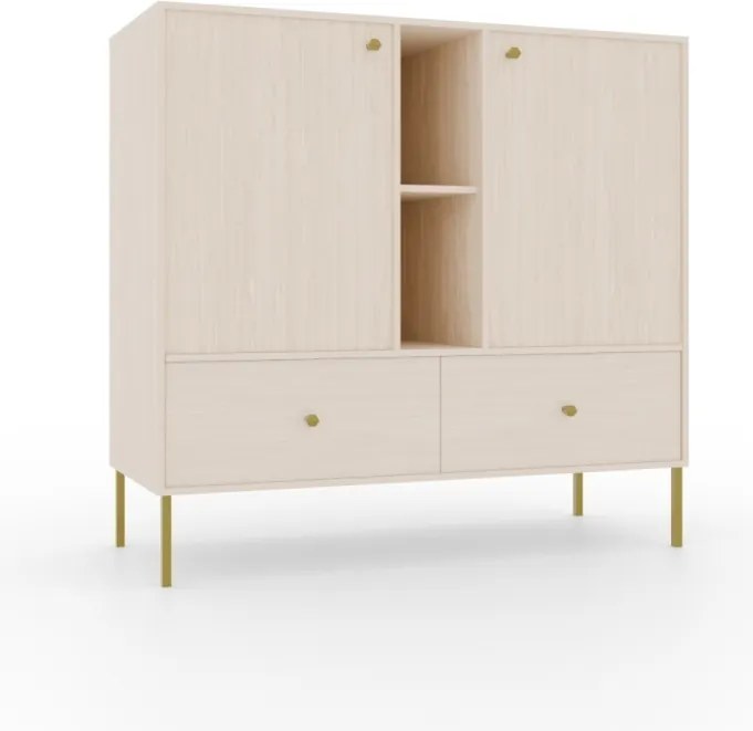 Comodă cu doua usi si doua sertare, 100x41x95cm, Tili System, ADRK Furniture (Culoare: Negru / Negru)