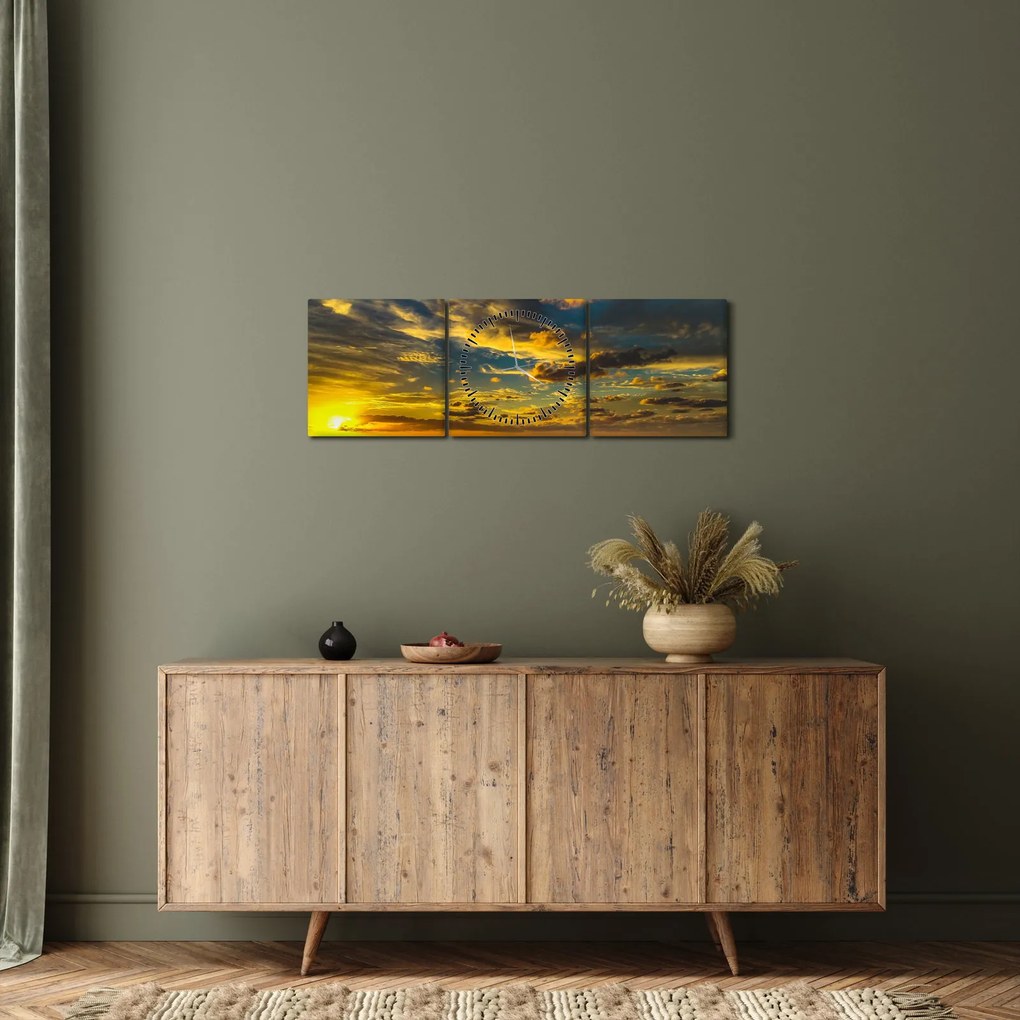 Apus de soare la mare (cu ceas) (90x30 cm)