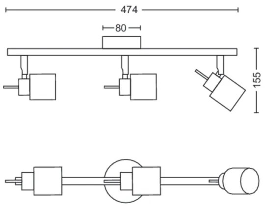 Spot MERANTI 3xGU10/35W/230V negru Philips