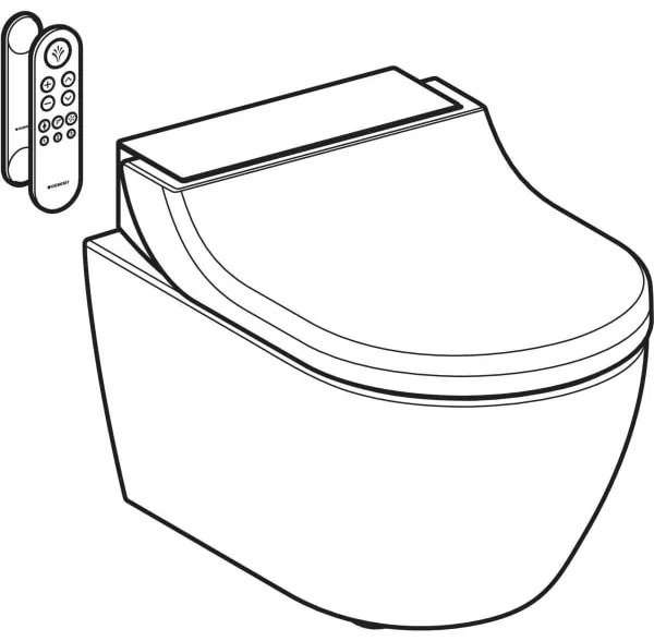 Set vas wc cu functie de bideu rimless alb cu capac soft close, Geberit AquaClean Tuma Comfort