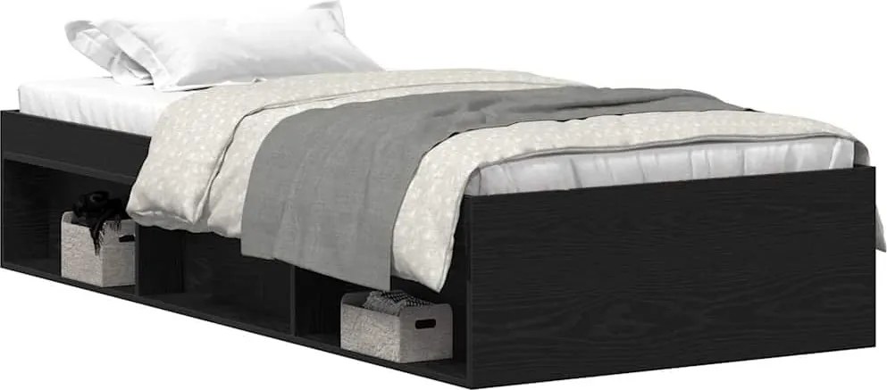 vidaXL Cadru pat fără saltea Stejar negru 90x190 cm Lemn prelucrat