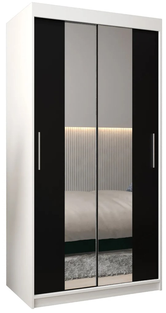 Dulap de haine 100 cm Toki 1 (alb mat + negru mat). 1064874