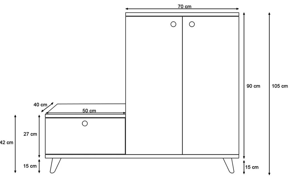 Set mobilier pentru hol Tapie (Stejar + Alb). 1072688