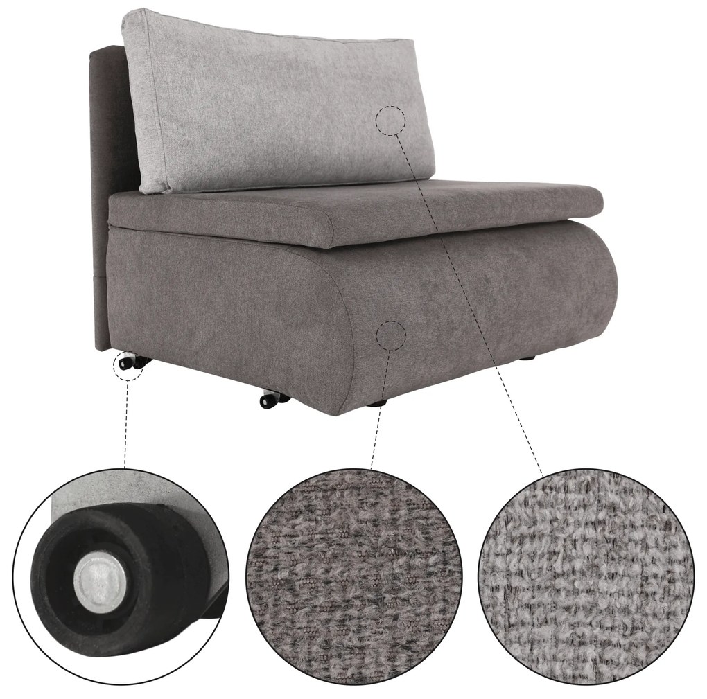 Fotoliu extensibil, gri maroniu Taupe, KENET