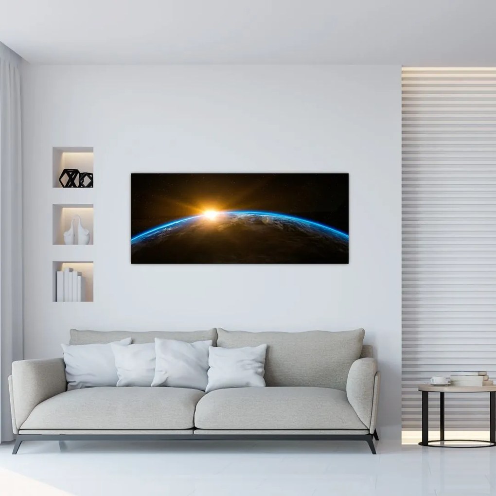 Tablou - Planeta Pământ și univers (120x50 cm)
