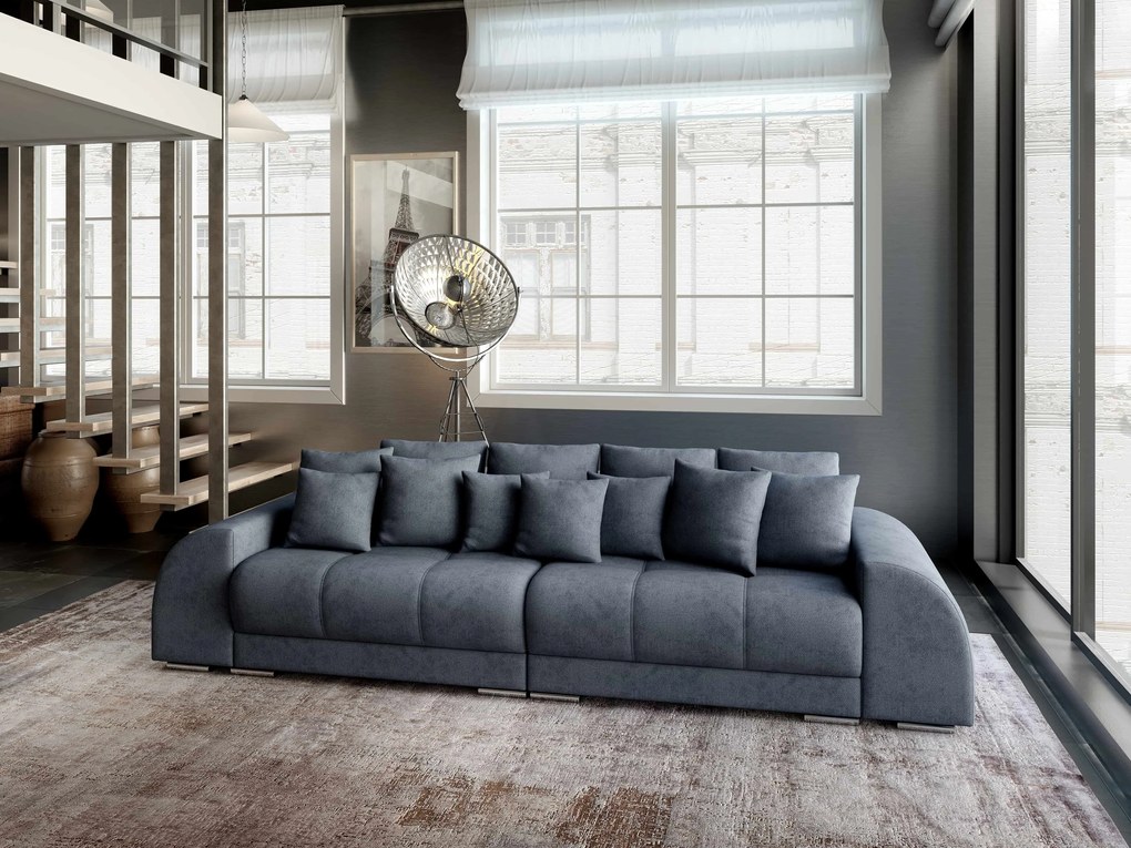 Canapea extensibilă dumonde cu 2 lăzi de depozitare si sezut confortabil din spuma high-density, Verona Enjoy Antracit 310x100 cm