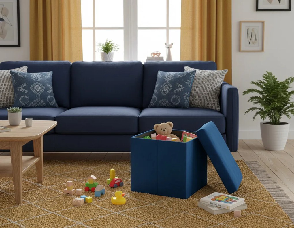 Taburet pliabil albastru CUBEXO VELVET M