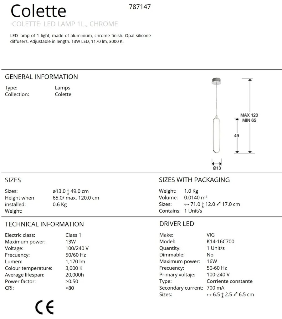 Pendul LED design ultra-modern Colette. crom SV-787147
