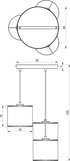 Lustră pe cablu ARDEN, 3x E27/15W/230V, Ø 30 cm, bej/maro