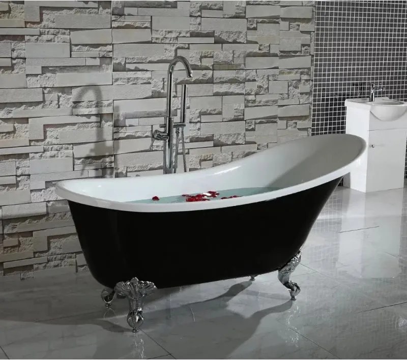 Cada freestanding retro Inter Ceramic acril negru-alb 162.5x69.5 cm