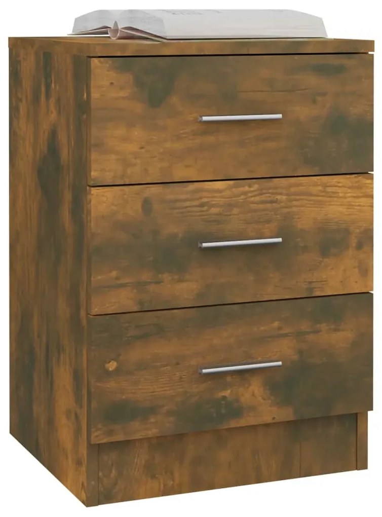 Noptiera, stejar fumuriu, 38x35x56 cm, lemn prelucrat