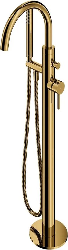 Baterie cada-dus freestanding Omnires Y monocomanda finisaj auriu lucios