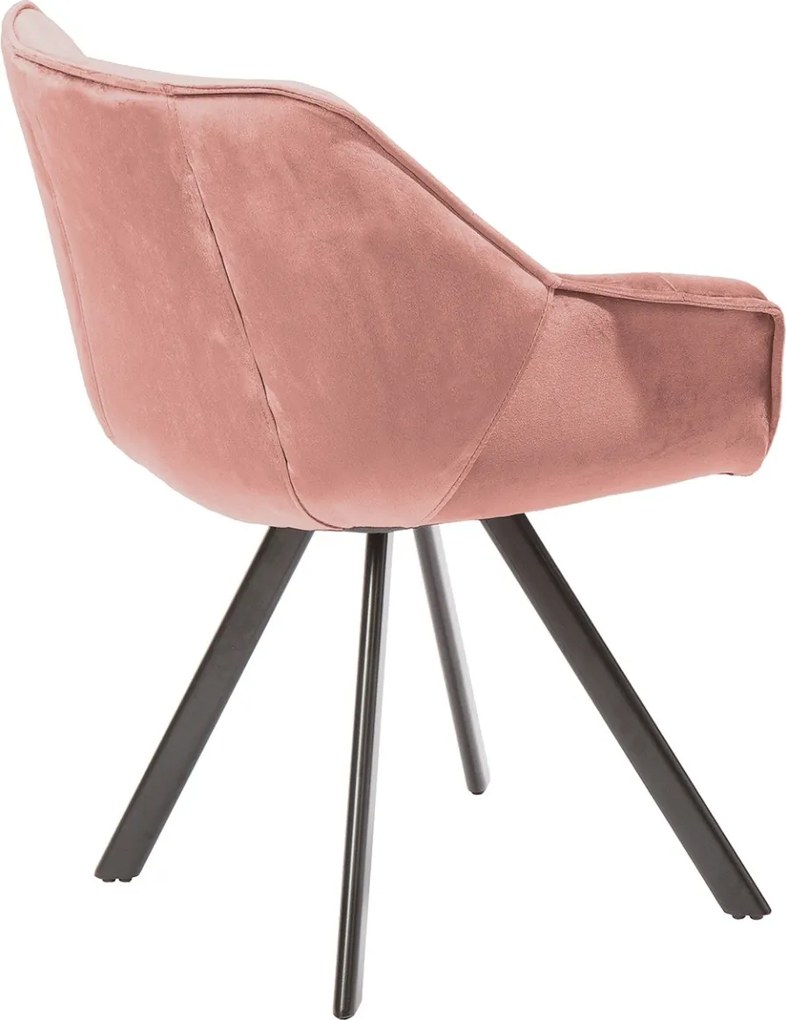Scaun design retro Dutch Comfort, catifea roz