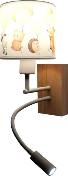 Brilagi - Lampă LED Flex. BOBO WOOD 1xE27/25W/230V + LED/3W stejar/alb/cu animaluțe