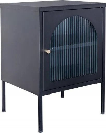 Noptiera moderna din metal si sticla Paris 60cm negru