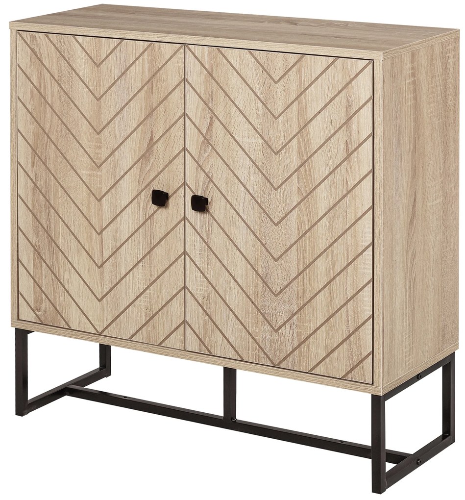 HOMCOM Bufet mobilier de depozitare 2 uși lemn și picioare din metal negru dim. 80L x 29,5l x 80H cm | Aosom Romania