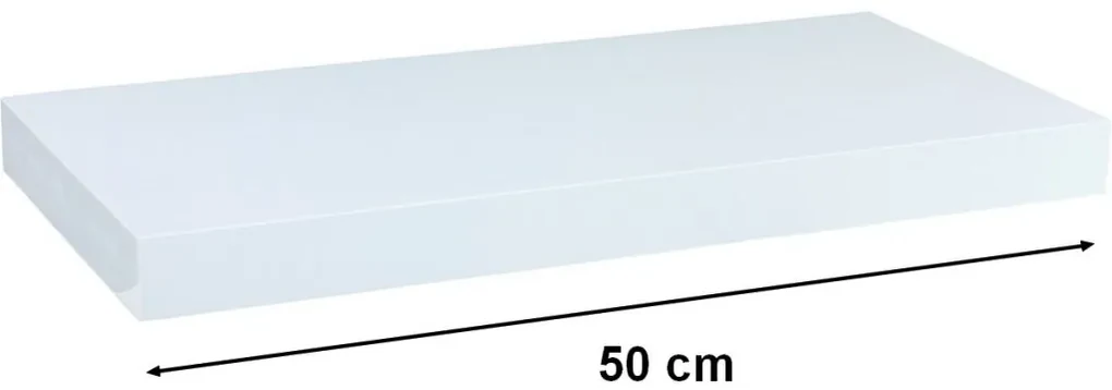 Raft de perete stilist Volato, 50 cm, alb lucios