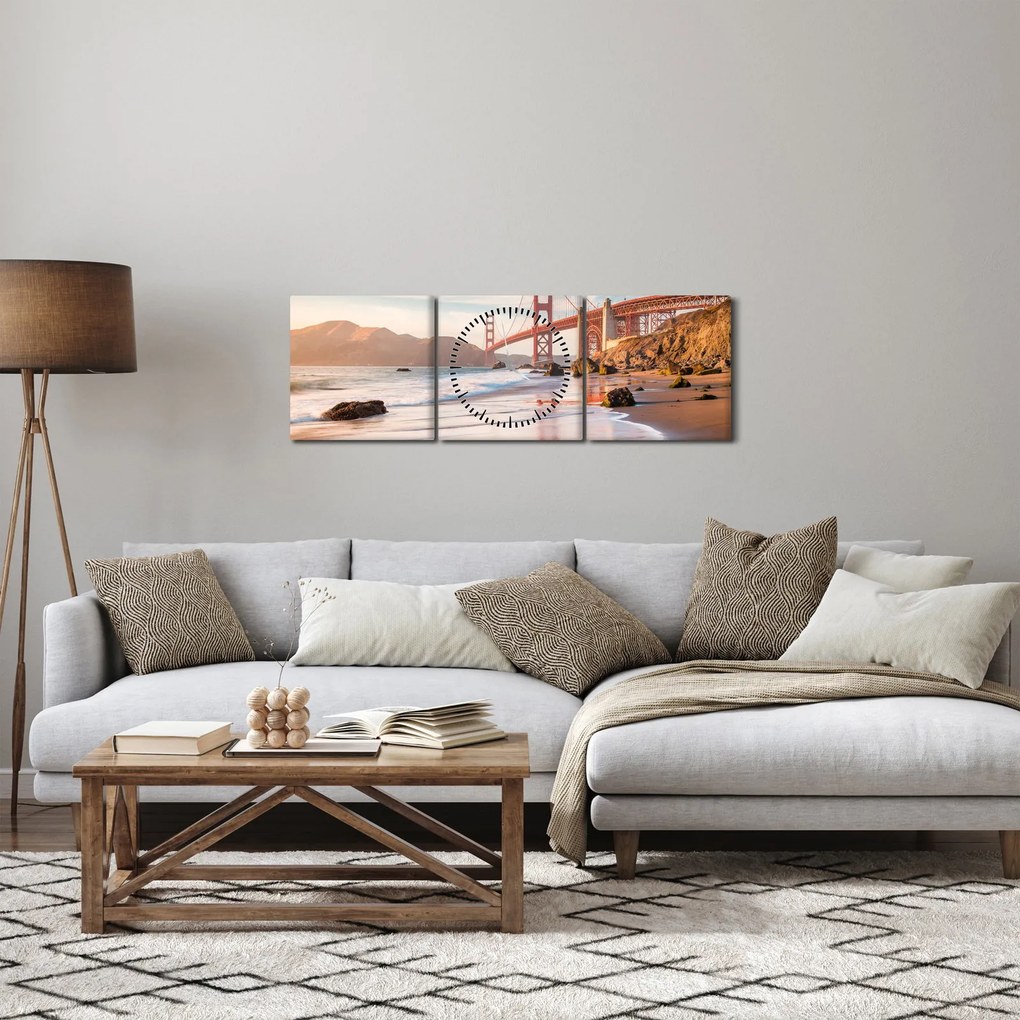 Tablou - Golden Gate Bridge (cu ceas) (90x30 cm)