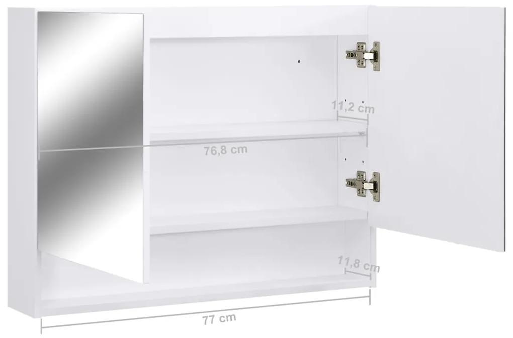 Dulap de baie cu oglinda si LED-uri, alb, 80x15x60 cm, MDF Alb