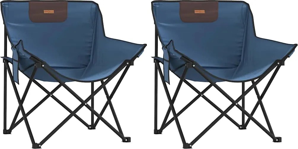 vidaXL Scaune de camping cu buzunar, pliabile, 2 buc., albastru