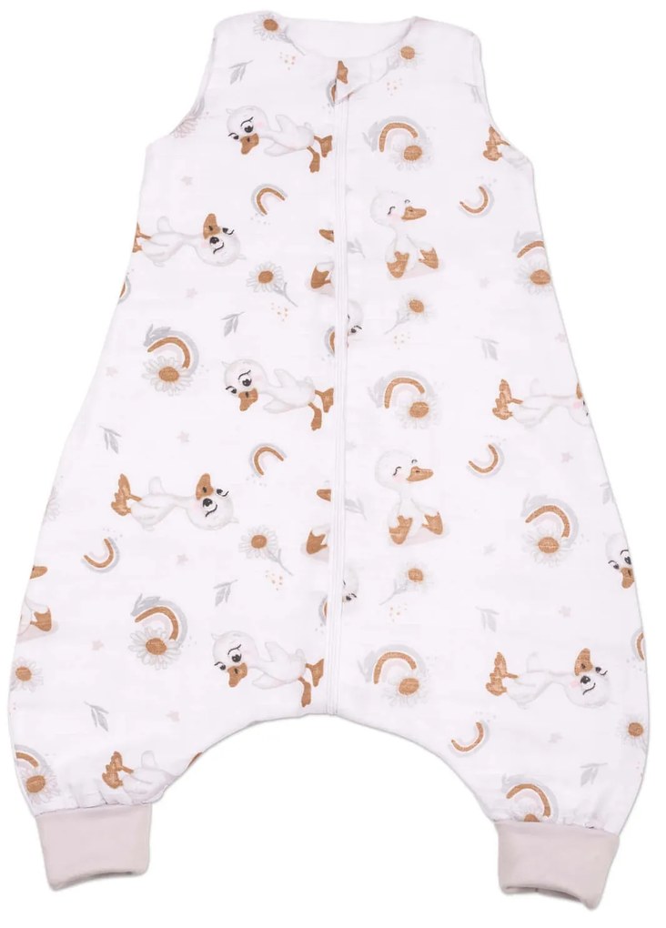 Sac de dormit cu picioare de vara din muselina 6-18 luni Kidizi Ducky, 0.5 tog, 100% bumbac