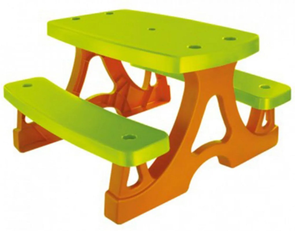 Masuta copii cu bancuta din plastic aditivat Novokids™ Picnic Table, Pentru interior si exterior, Dimensiuni 79x78x47 cm , Suprafata antiaderenta,