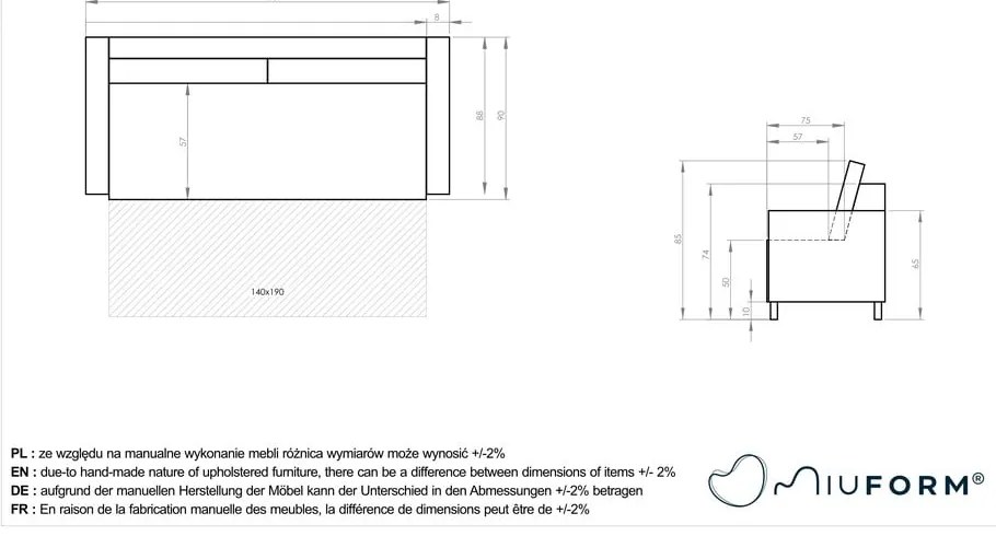 Canapea verde extensibilă 207 cm Simon – Miuform