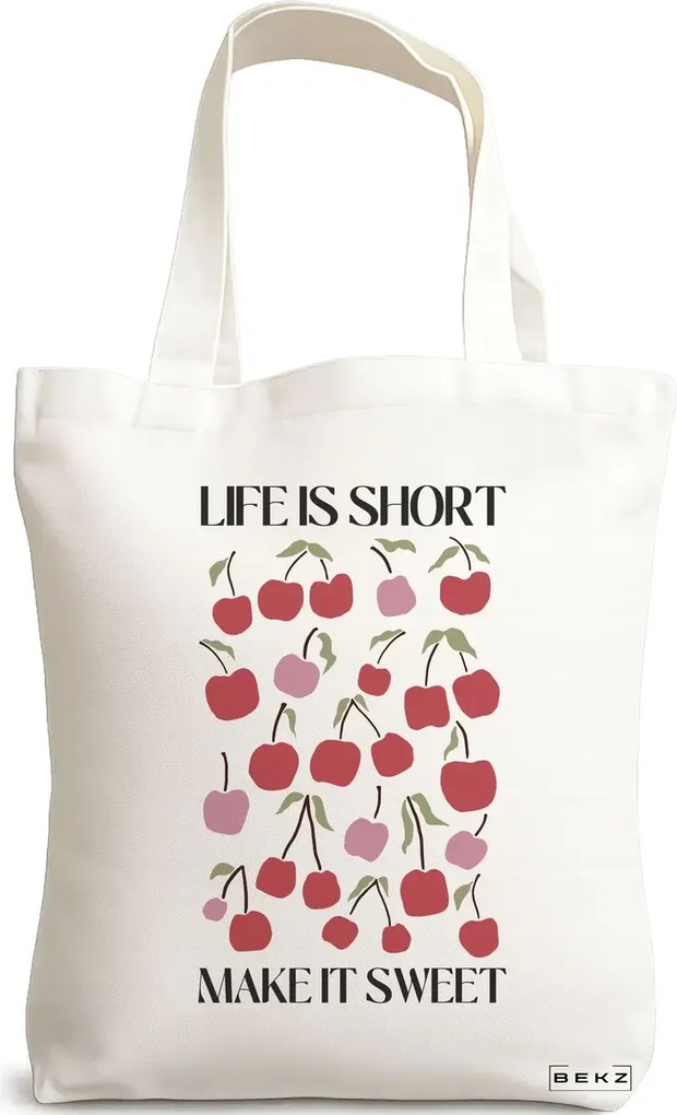 Sacosa de Panza pentru Cumparaturi, Geanta Tote Boho Style 6, 38x34.5 cm, Alba, BEKZ®